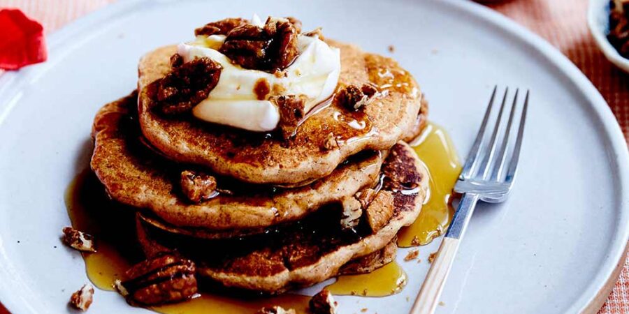 Egg free vegan pancakes on a plate