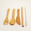 Bamboo fork, spoon, knife, straw and metal straw cleaner