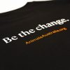 'Be the change.' and AA website on the back of a black tee