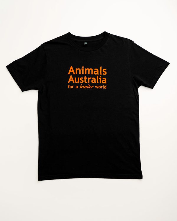 AA logo on front of unfitted black tee