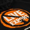 Live export logo on black hoodie