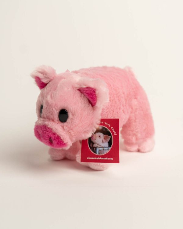 Plush pink pig with necktie
