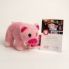 Plush pink pig with adoption certificate and necktie