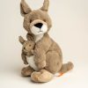 Plush kangaroo toy with joey a joey in her pouch