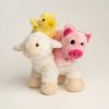 Three plush animals - a lamb, a pig and a chick
