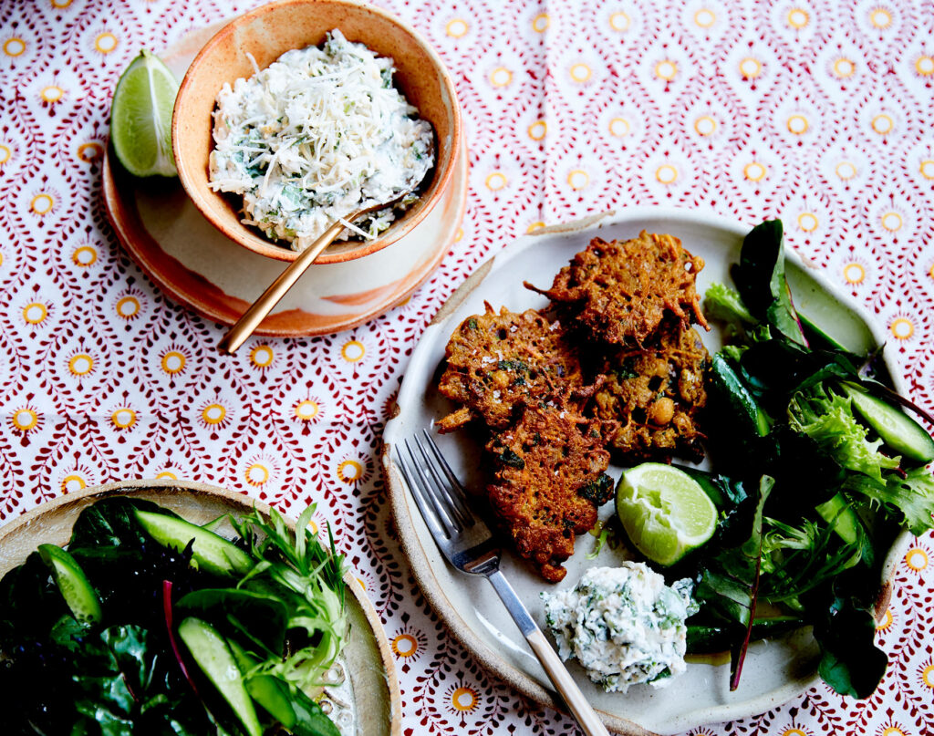 Indian Chickpea Fritters with Coconut Chutney recipe