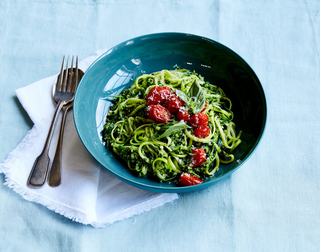 Zucchini Noodles with Kale Pesto recipe