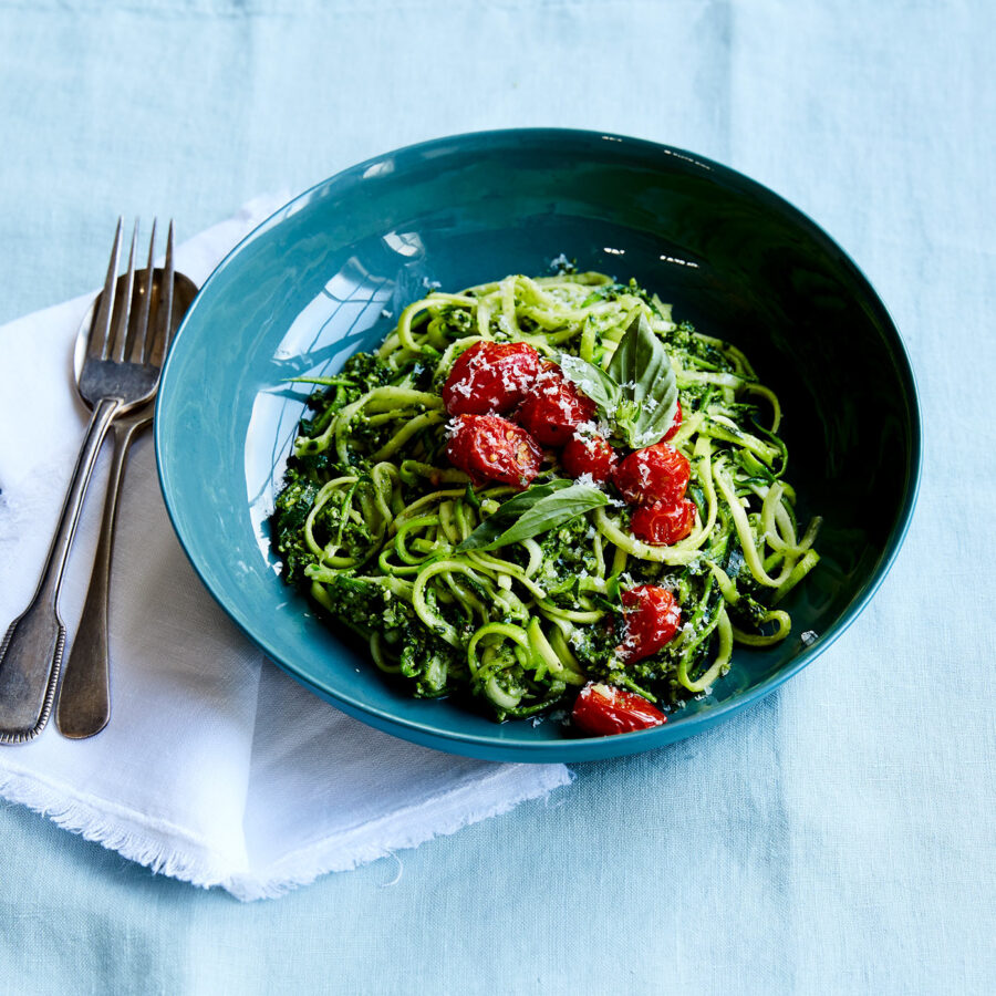 Zucchini Noodles with Kale Pesto recipe