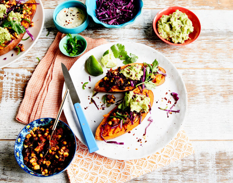 Mexican Stuffed Sweet Potatoes with Cashew Sour Cream recipe