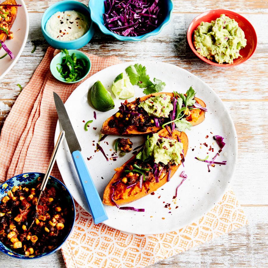 Mexican Stuffed Sweet Potatoes with Cashew Sour Cream recipe