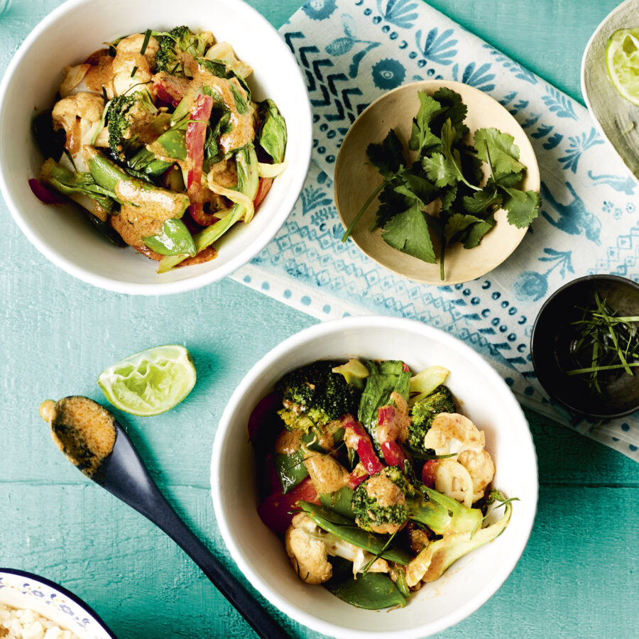 Veggie Stir-fry with Coconut Red Curry Sauce recipe
