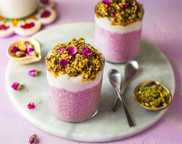 Rosewater Chia Pudding with Baklava-style Nuts recipe