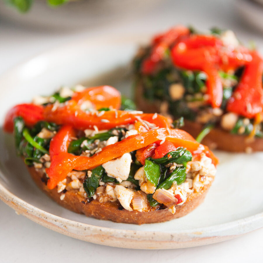 Rose Harissa Scramble with Baby Spinach on Toast recipe