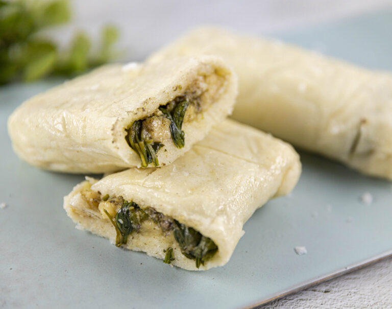 Jalapeño Tamales with Mushroom, Spinach & Oat Cheese recipe