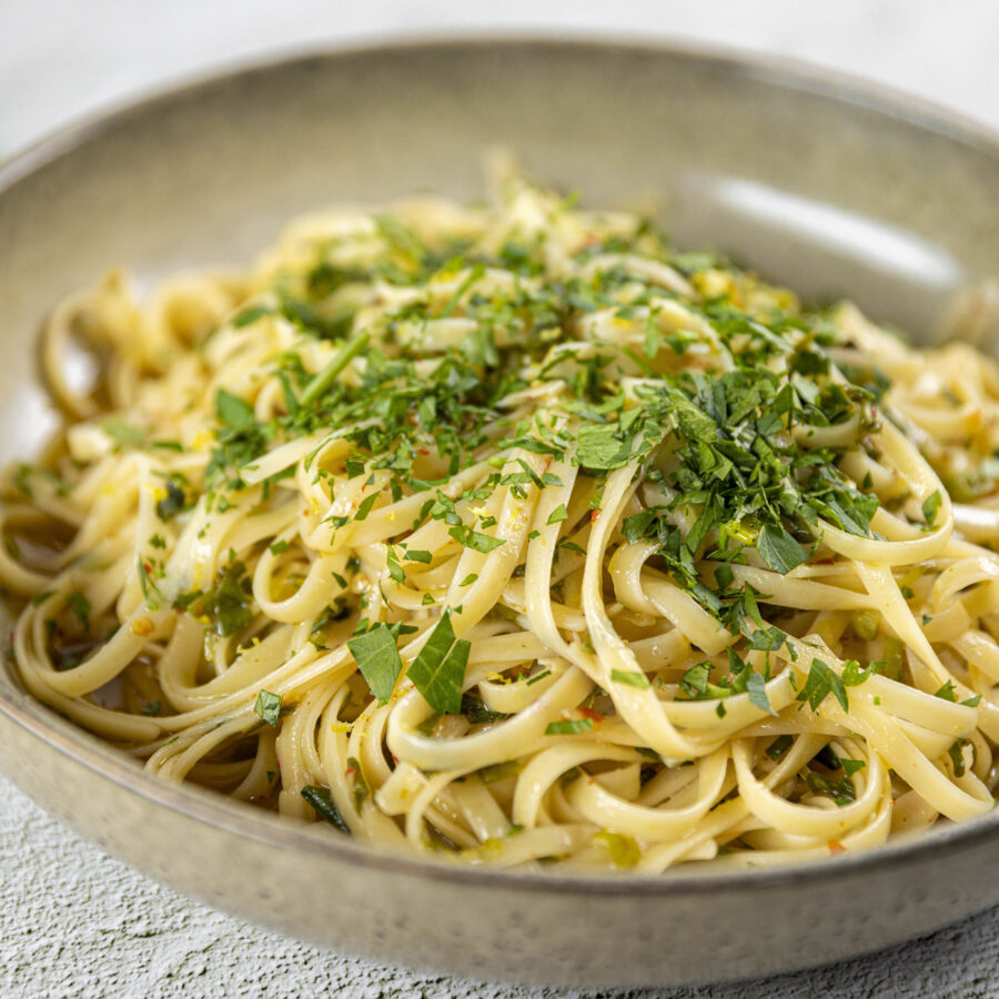 Mum’s 'Oily Pasta' with Spring Onion & Lemon Zest recipe