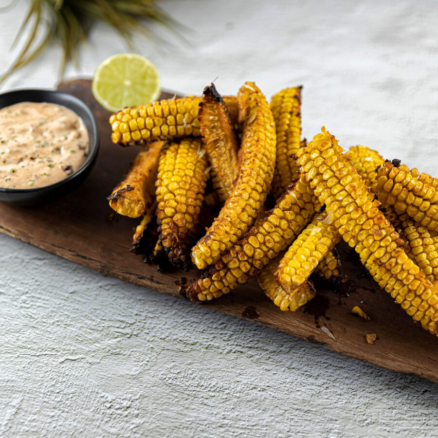 BBQ Corn 'Ribs' with Chipotle Dipping Sauce recipe