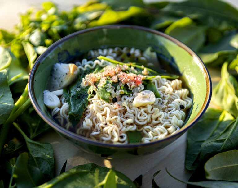 Native Australian Herb Broth with Noodles recipe