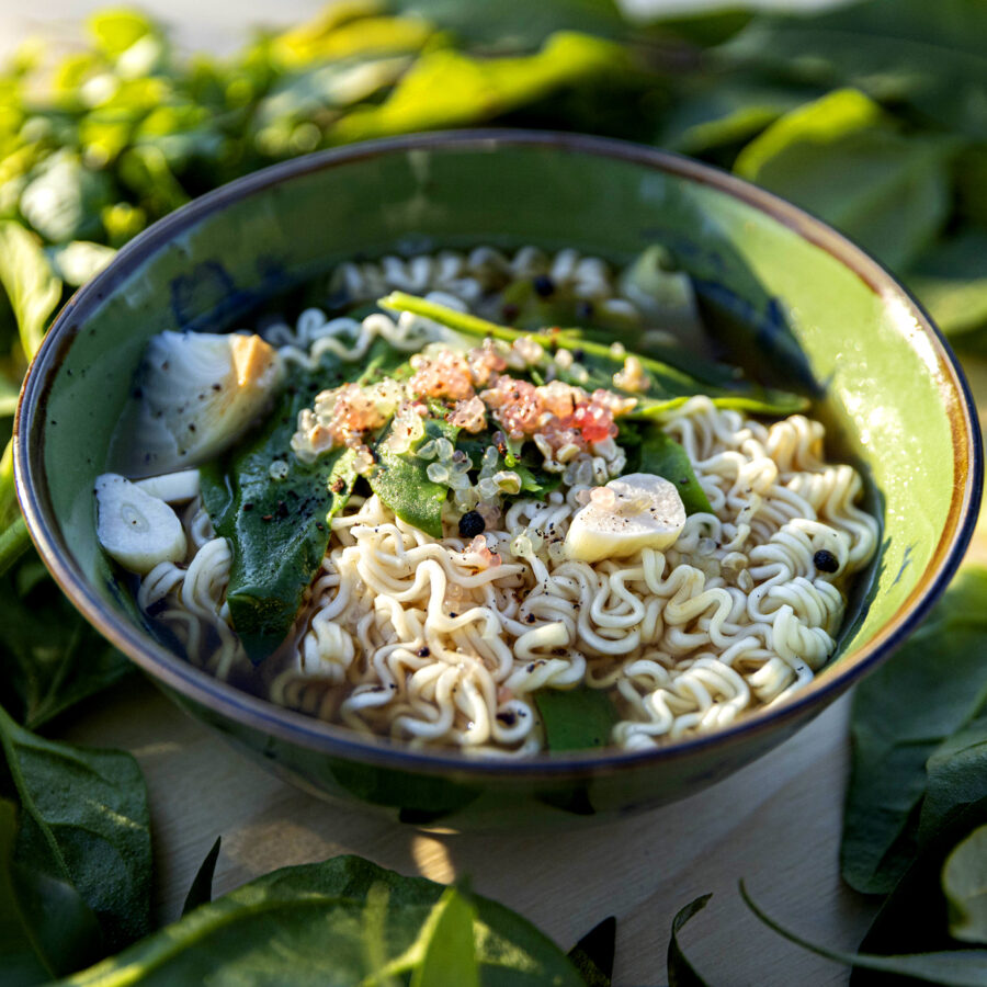 Native Australian Herb Broth with Noodles recipe