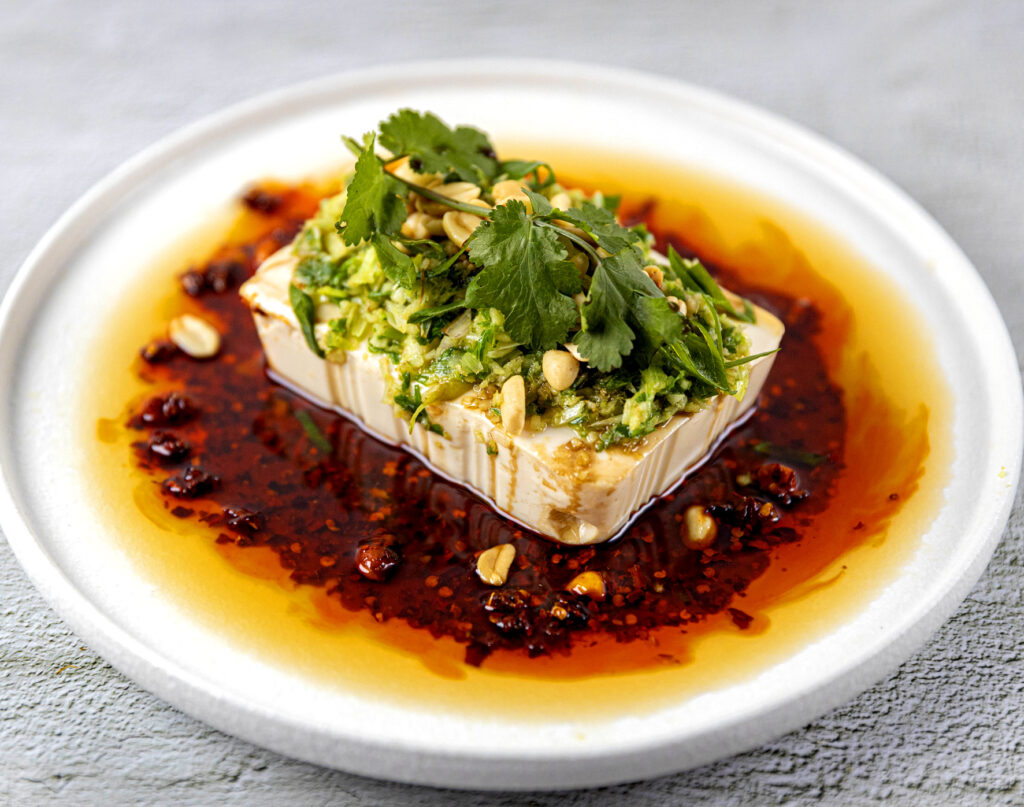 Steamed Silken Tofu with Chilli Oil & Herbs recipe