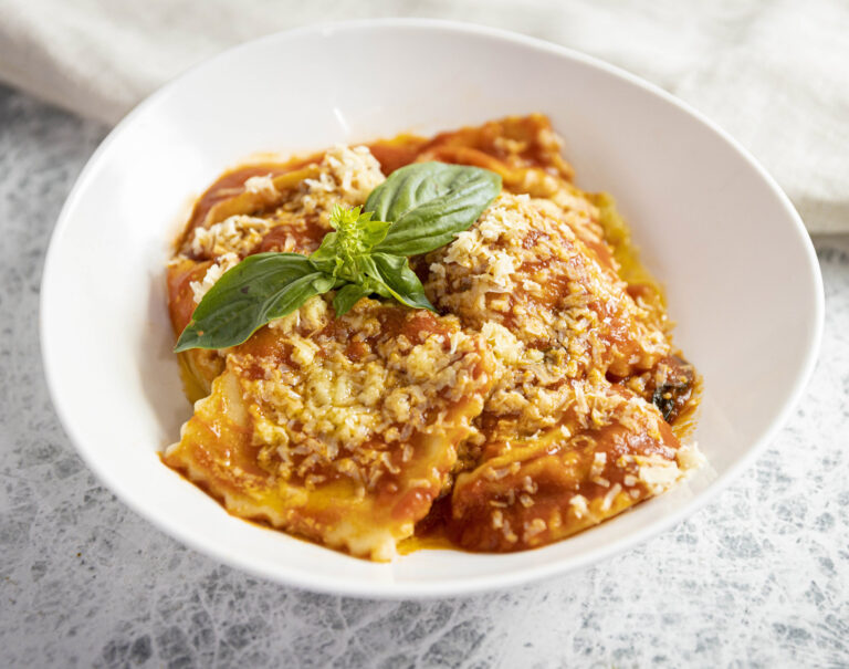 Ravioli with 'Ricotta' Filling & Pomodoro Sauce recipe